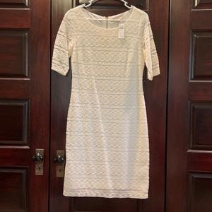 Banana Republic ¾ Sleeve Cream Lace Shift Dress